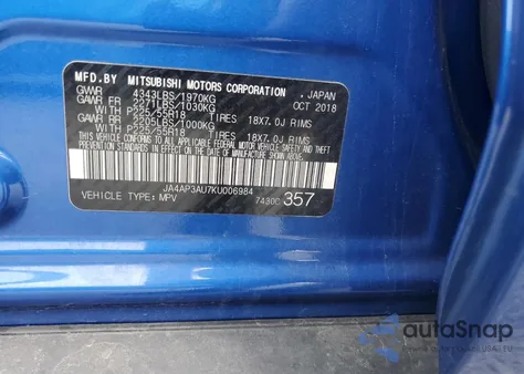 2019 Mitsubishi Outlander Sport Es z USA, uszkodzony, nr VIN JA4AP3AU7KU006984